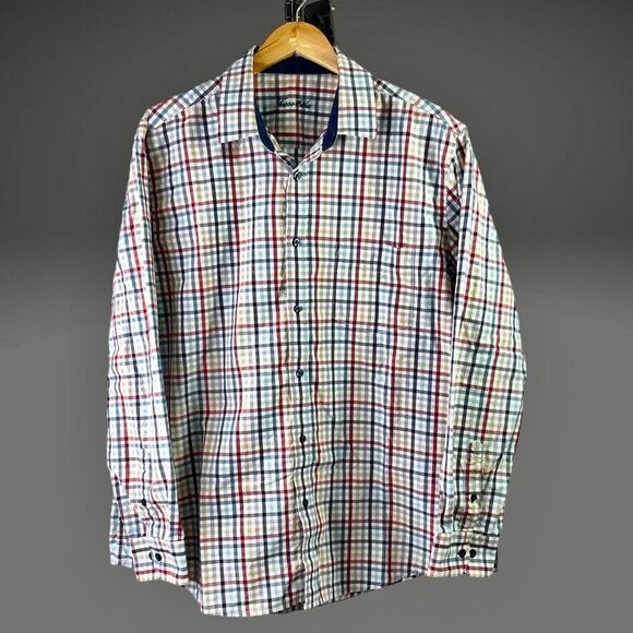 Tasso Elba Mens Long Sleeve Button Up Shirt 100%‎ Cotton XL Multicolor Stripes - Picture 1 of 8